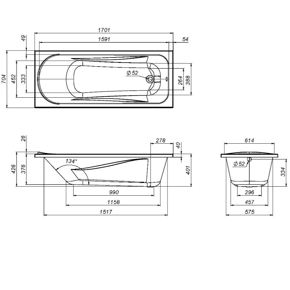 Каркас для ванны AM.PM W76A-170-070W-R