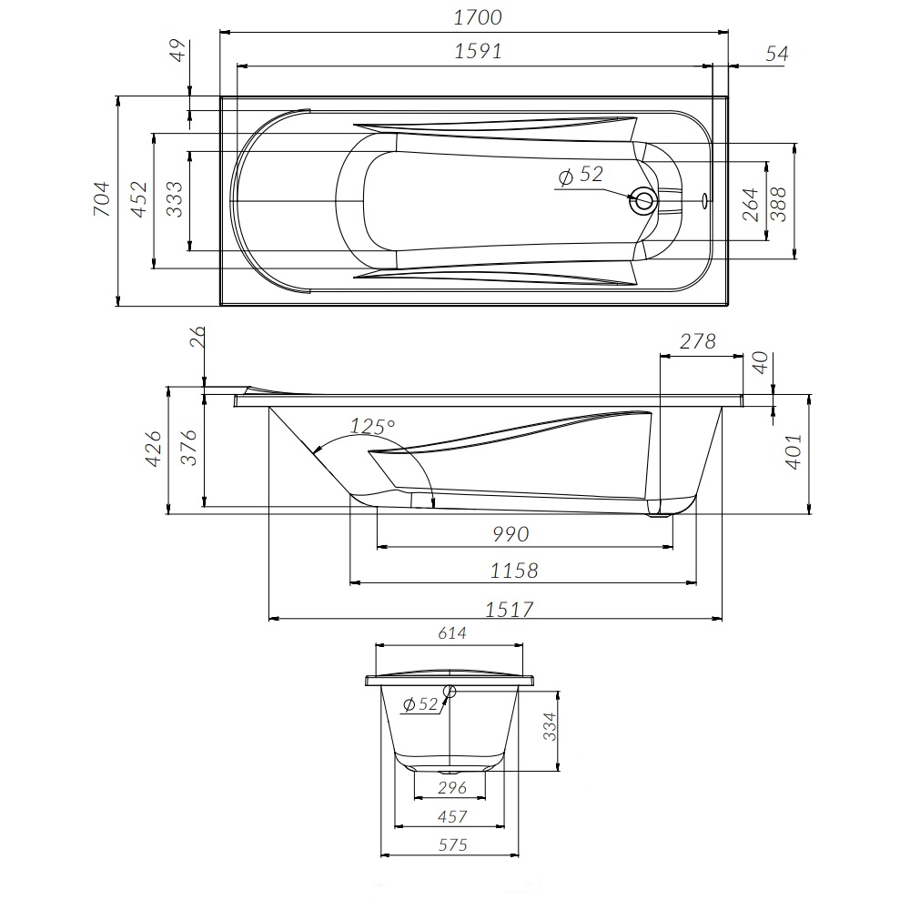 Ванна встраиваемая AM.PM Sense W76A-170-070W-A 170x70