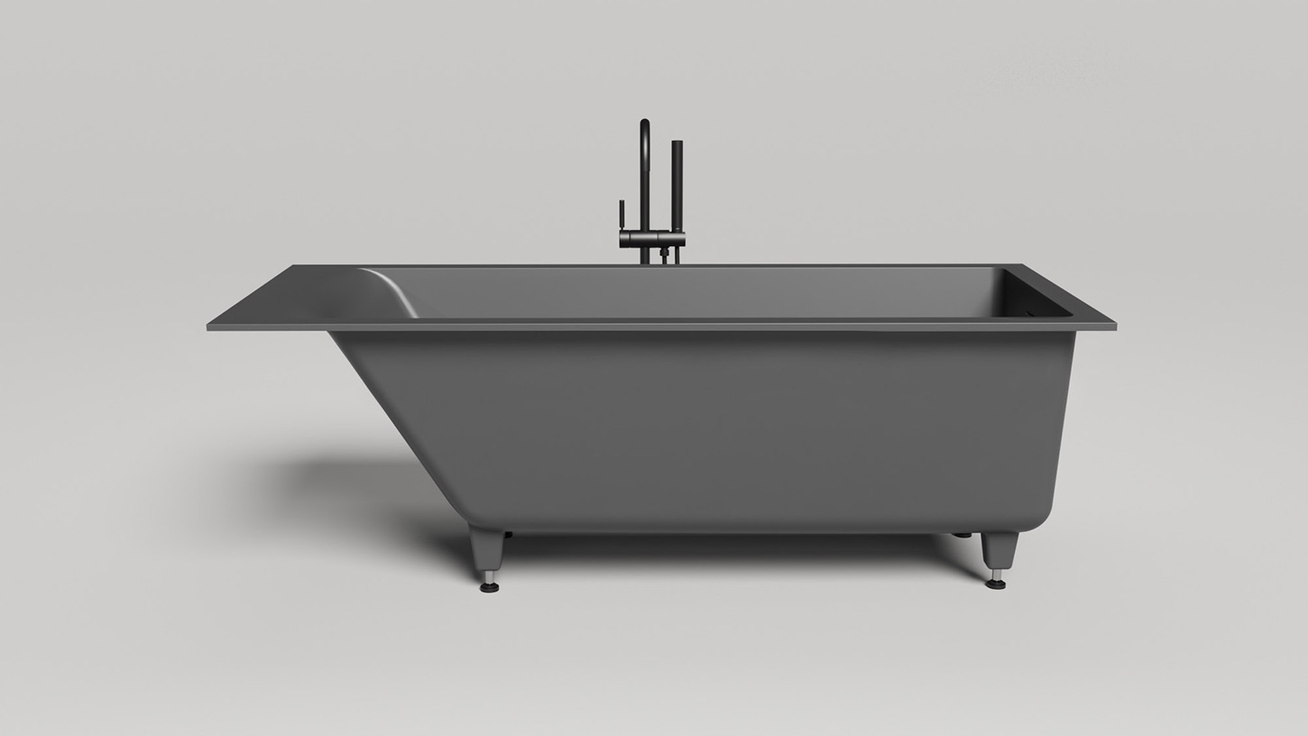 Ванна встраиваемая Salini S-Sense Cascata 104313MF 170.6x75.1x60 (покраска RAL полностью, только светлые оттенки, матовый), донный клапан, сифон, слив-перелив