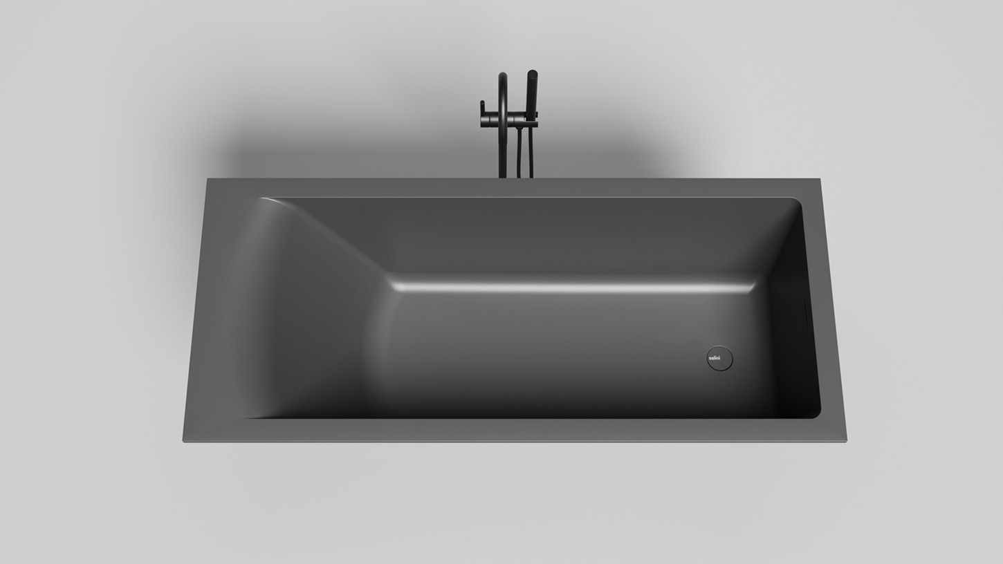 Ванна встраиваемая Salini S-Sense Cascata Kit 104513MF 180.6x80.2x60 (покраска RAL полностью, только светлые оттенки, матовый), донный клапан, сифон, слив-перелив