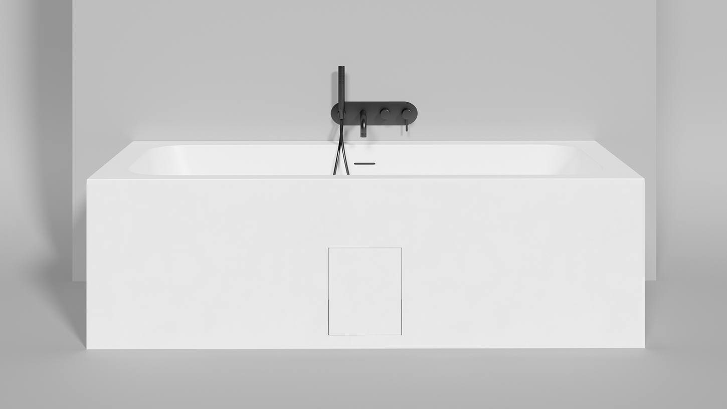 Ванна встраиваемая Salini S-Sense Orlanda Axis Kit 103311MF 191x80.5x60 (покраска RAL полностью, только светлые оттенки, матовый), донный клапан, сифон, слив-перелив