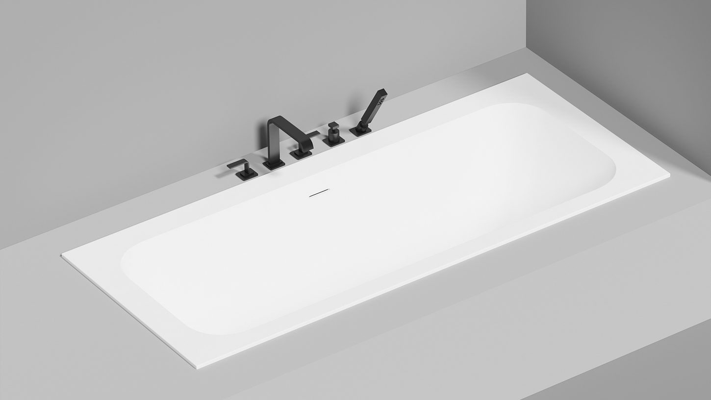 Ванна встраиваемая Salini S-Sense Orlanda Axis Kit 103311MF 191x80.5x60 (покраска RAL полностью, только светлые оттенки, матовый), донный клапан, сифон, слив-перелив