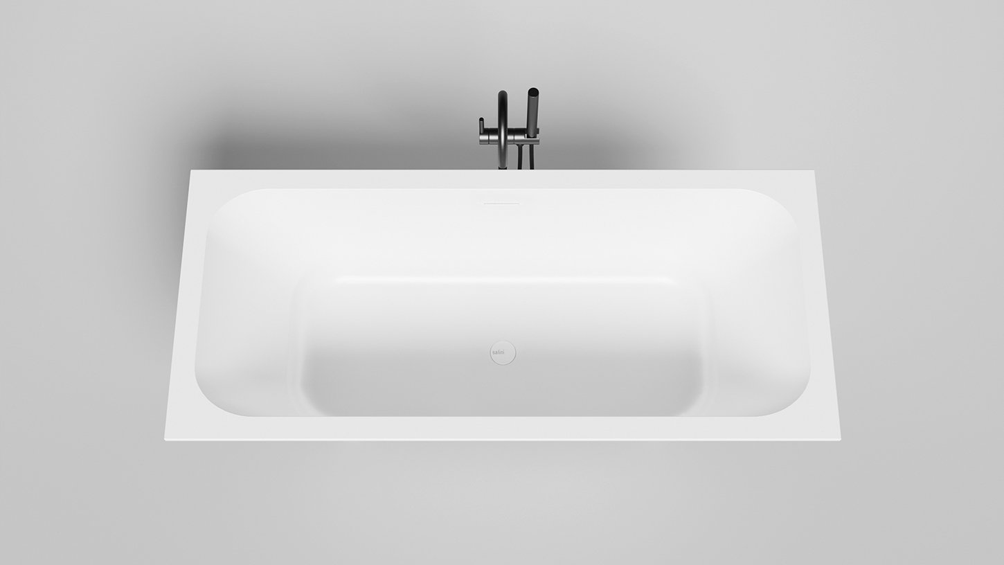 Ванна встраиваемая Salini S-Sense Orlanda Axis Kit 103312M 180x80x60 (белый матовый), донный клапан, сифон, слив-перелив