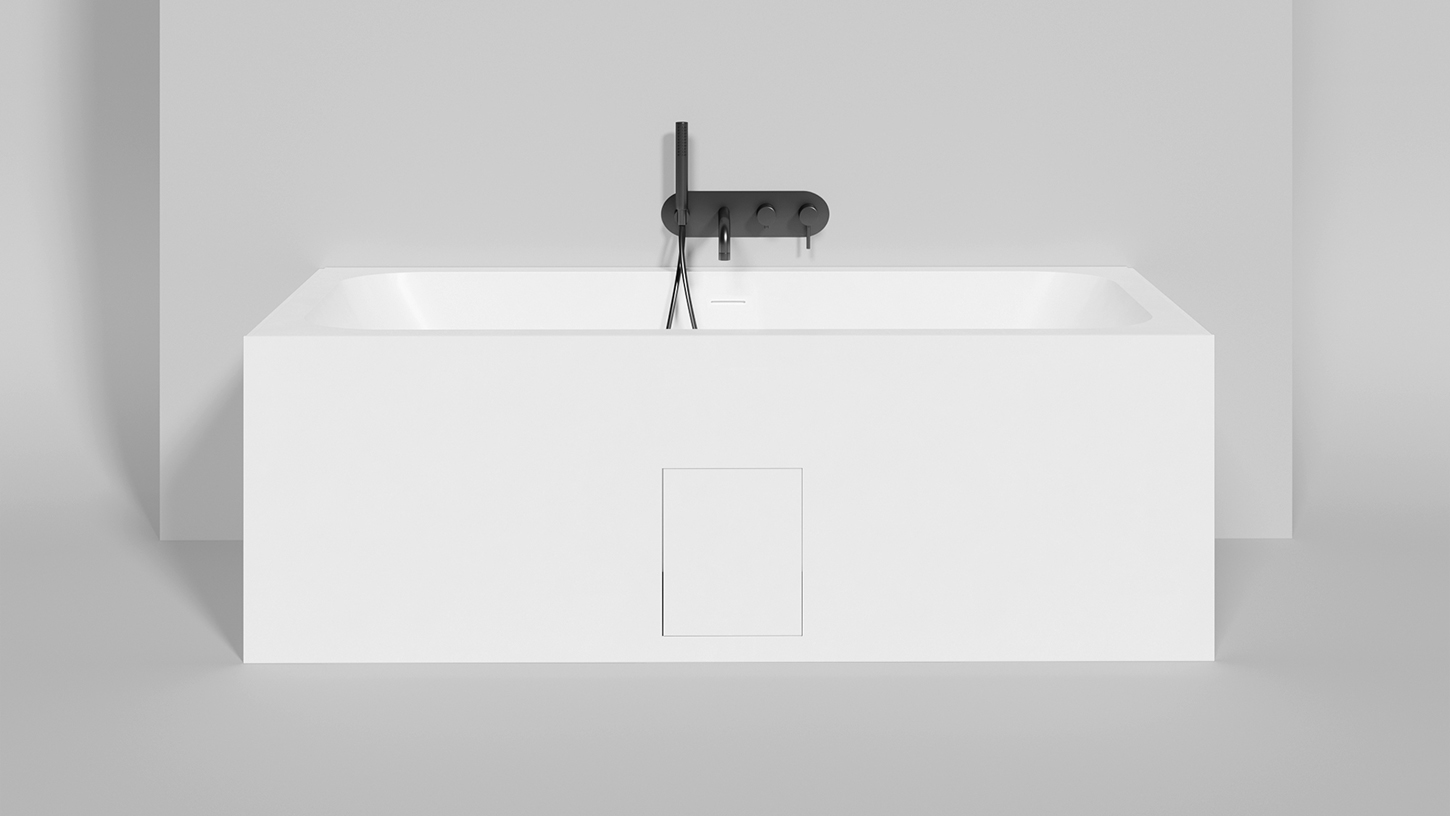 Ванна встраиваемая Salini S-Stone Orlanda Axis Kit 103322M 180x80x60 (белый матовый), донный клапан, сифон, слив-перелив