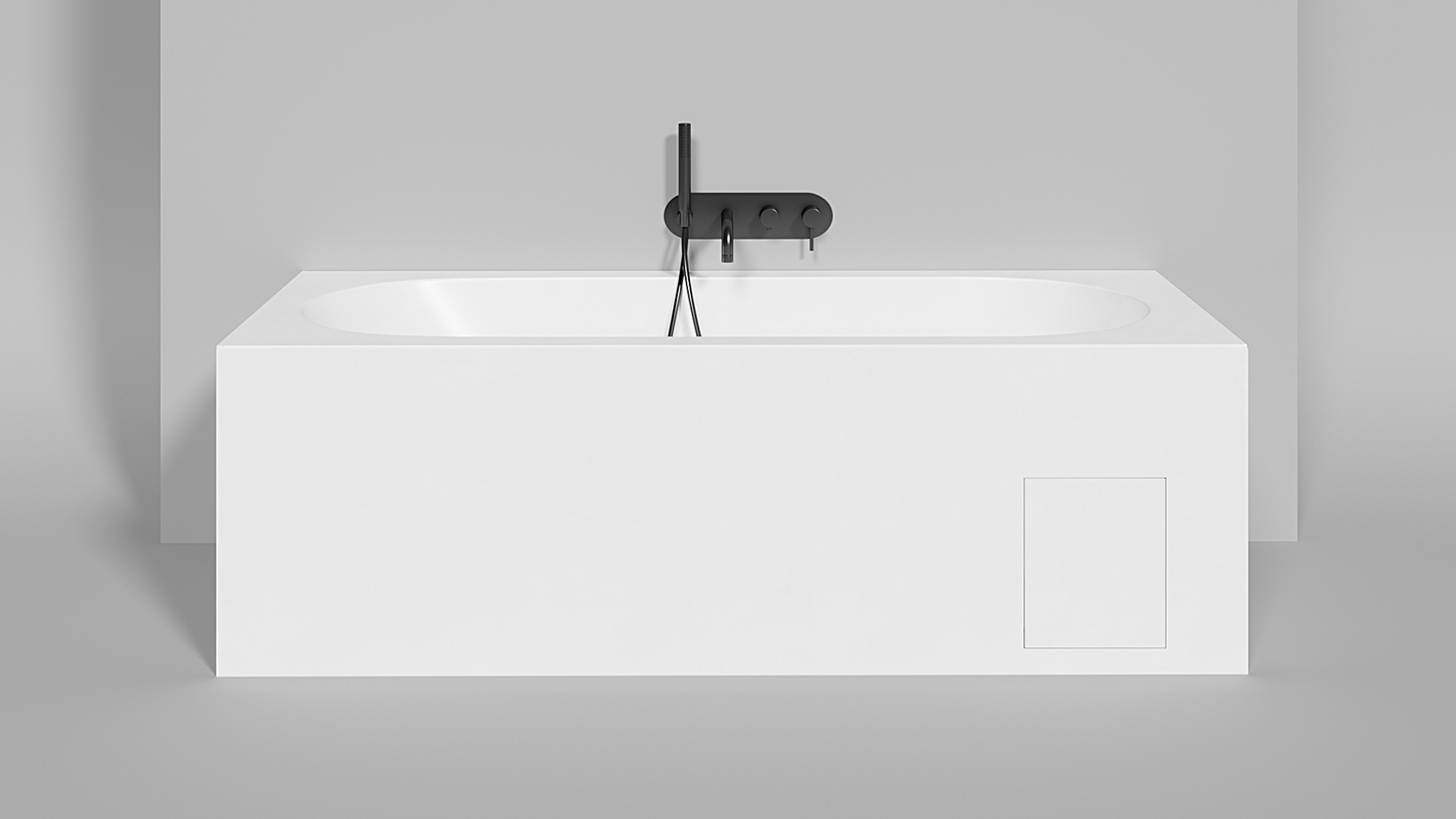 Ванна встраиваемая Salini S-Sense Ornella 102413MF 170x70x60 (покраска RAL полностью, только светлые оттенки, матовый),  донный клапан, сифон, слив-перелив