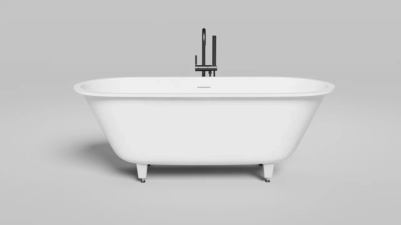 Ванна встраиваемая Salini S-Sense Ornella Axis Kit 104713MF 170x70x60 (покраска RAL полностью, только светлые оттенки, матовый), донный клапан, сифон, слив-перелив