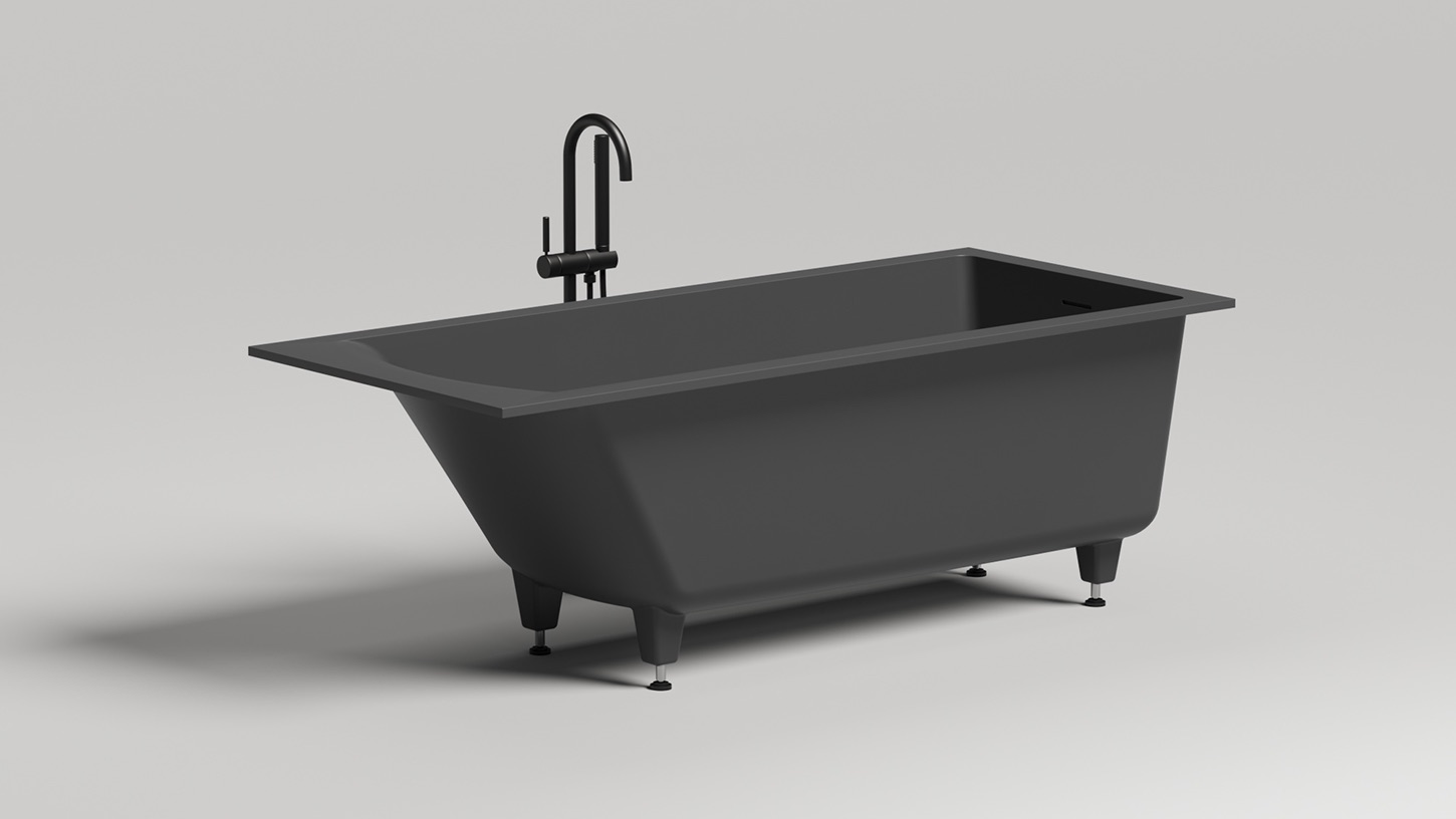 Ванна встраиваемая Salini S-Stone Cascata 104323MF 169.8x74.7x60 (покраска RAL полностью, матовый), донный клапан, сифон, слив-перелив 