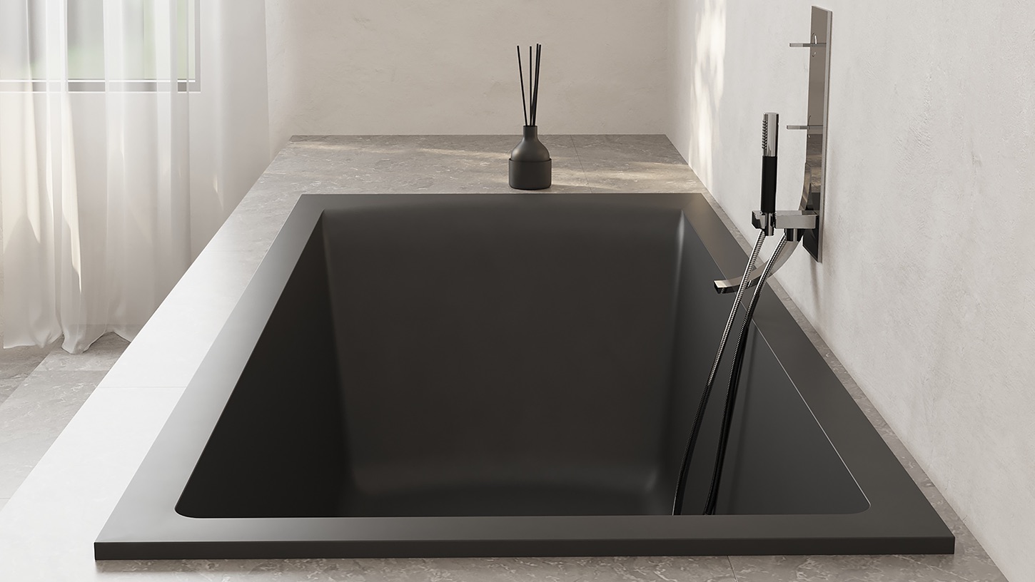 Ванна встраиваемая Salini S-Stone Cascata 104323MF 169.8x74.7x60 (покраска RAL полностью, матовый), донный клапан, сифон, слив-перелив 