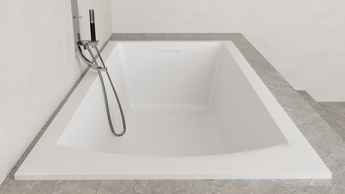 Ванна встраиваемая Salini S-Stone Cascata Kit 104523M 179.6x79.5x60 (белый матовый), донный клапан, сифон, слив-перелив