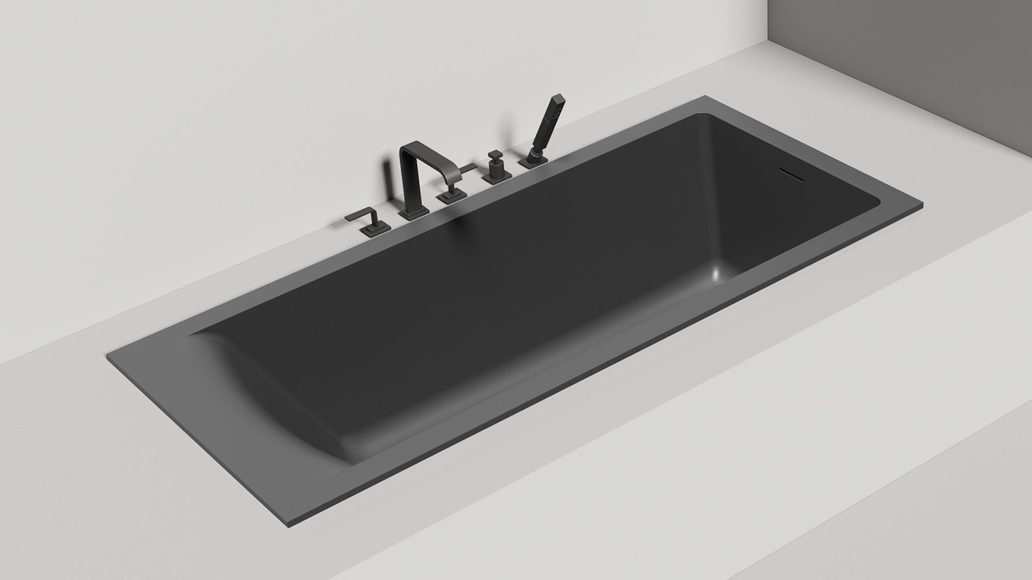 Ванна встраиваемая Salini S-Stone Cascata Kit 104523MF 179.6x79.5x60 (покраска RAL полностью, матовый), донный клапан, сифон, слив-перелив