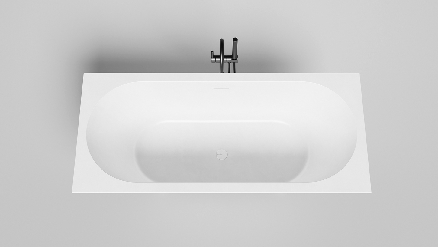 Ванна встраиваемая Salini S-Stone Ornella Axis Kit 103522M 190x90x63.5 (белый матовый), донный клапан, сифон, слив-перелив