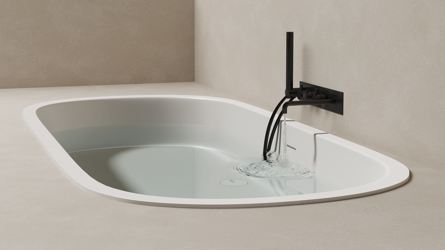 Ванна встраиваемая Salini S-Stone Ornella Axis Kit 103522M 190x90x63.5 (белый матовый), донный клапан, сифон, слив-перелив