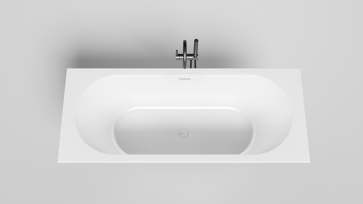 Ванна встраиваемая Salini S-Stone Ornella Axis Kit 104723M 170x70x60 (белый матовый), донный клапан, сифон, слив-перелив