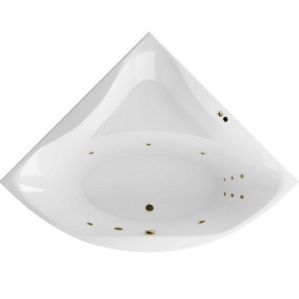 Ванная гидромассажная акриловая Excellent Glamour LINE WAEX.GLA15.LINE.BR 150x150 (белый глянцевый, бронза), каркас, слив-перелив