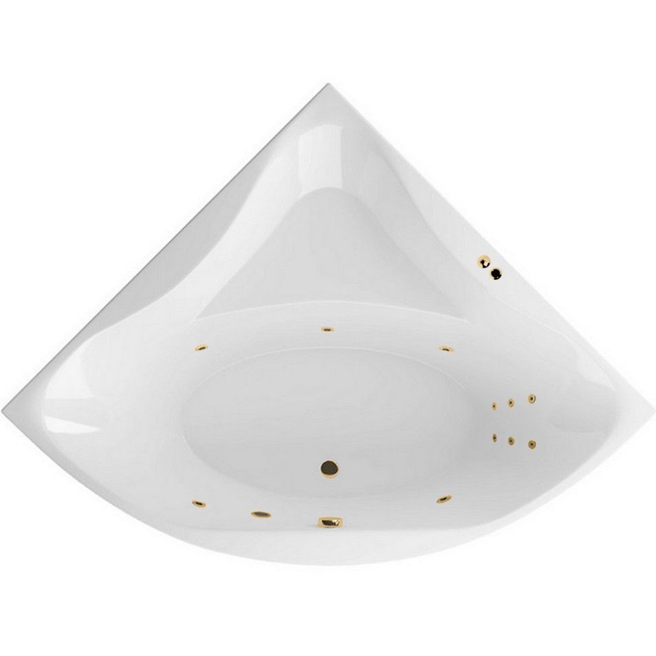 Ванная гидромассажная акриловая Excellent Glamour LINE WAEX.GLA15.LINE.GL 150x150 (белый глянцевый, золотой), каркас, слив-перелив