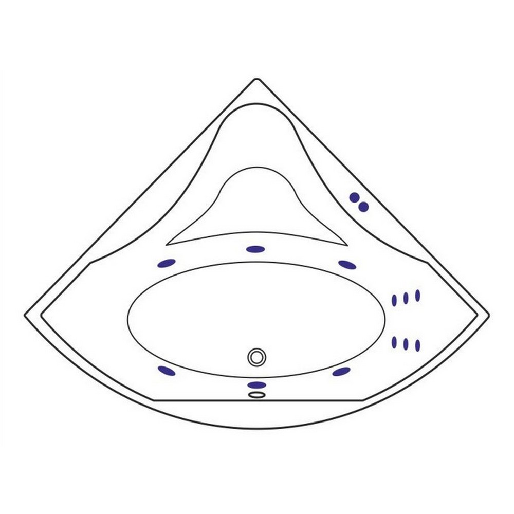 Ванная гидромассажная акриловая Excellent Glamour LINE WAEX.GLA15.LINE.WH 150x150 (белый глянцевый), каркас, слив-перелив 
