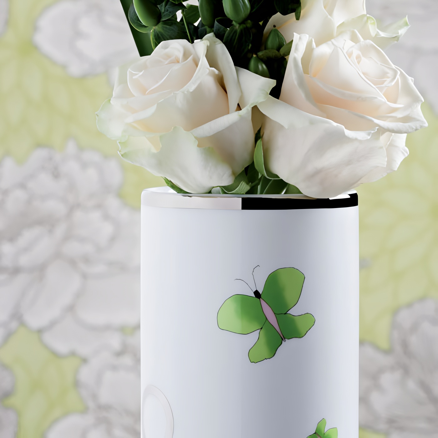 Ваза фарфоровая настольная THG Capucine Vert Decor Platine A7E-A02-4609 (платина, зеленый, белый)