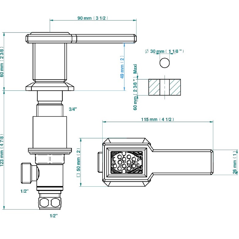 Вентиль смесителя для раковины на холодную воду THG Metropolis Cristal Clair A Manettes A2B-A02-35/C (хром, черный хрусталь)