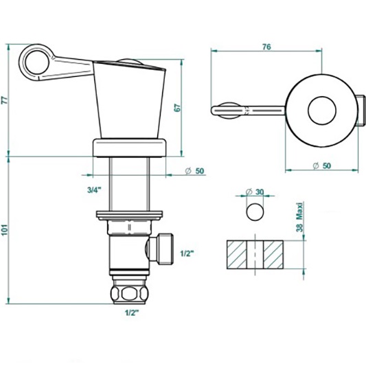 Вентиль смесителя для раковины THG Bagatelle pierre noire U3F-A02-35/H (хром, черный)