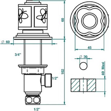 Вентиль смесителя для раковины THG Capucine Vert Decor Platine A7E-A02-35 (платина, зеленый, белый)