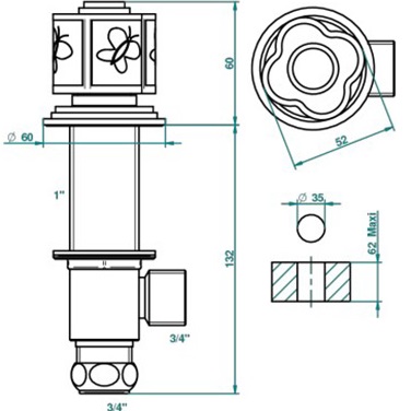 Вентиль смесителя для раковины THG Capucine Mauve Decor Or A7D-F01-36 (золотой, лиловый, белый)