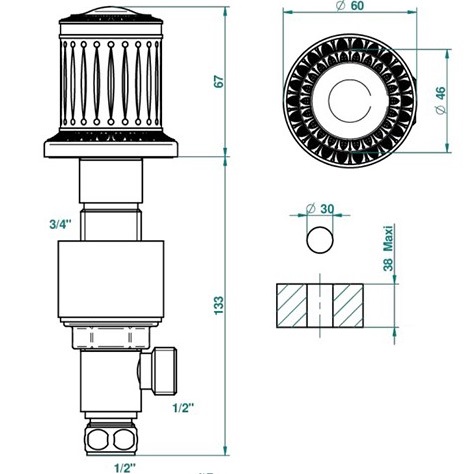 Вентиль смесителя для раковины THG Malmaison crystal U94-F31-35 (матовое золото, прозрачный)