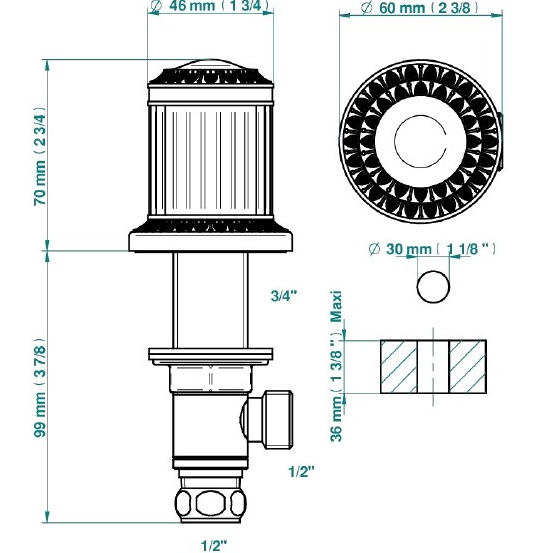 Вентиль смесителя для раковины THG Malmaison metal U93-F31-35 (золото матовое)