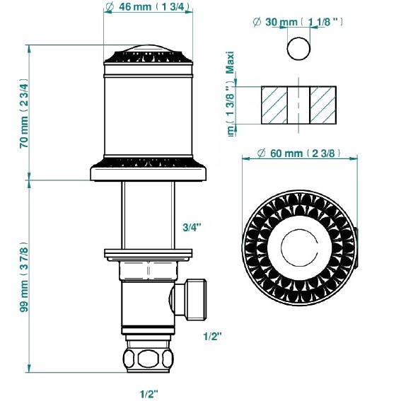Вентиль смесителя для раковины THG Malmaison Portoro U95-F31-35 (золотой)