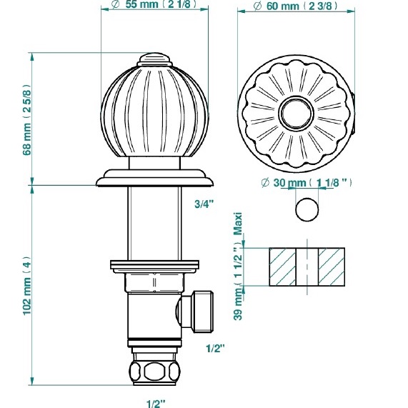 Вентиль смесителя для раковины THG Mandarine metal U1A-G02-35 (золотой, хром)