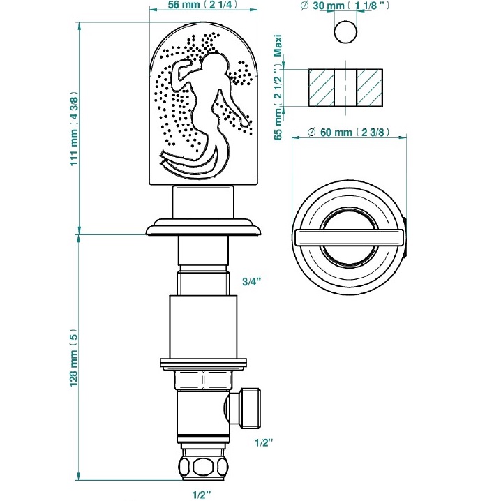 Вентиль смесителя для раковины THG Naiade A2F-A02-35 (хром)