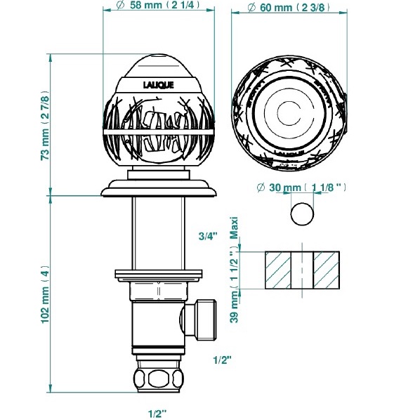 Вентиль смесителя для раковины THG Panthere Cristal Noir A2K-A02-35 (хром, черный)