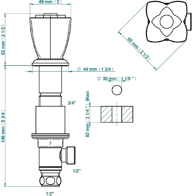 Вентиль смесителя для раковины THG Petale De Cristal Rouge  U6C-A02-35 (хром, красный хрусталь)