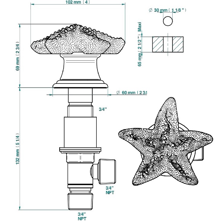 Вентиль смесителя для ванны THG Oceania A2C-A02-36 (хром)