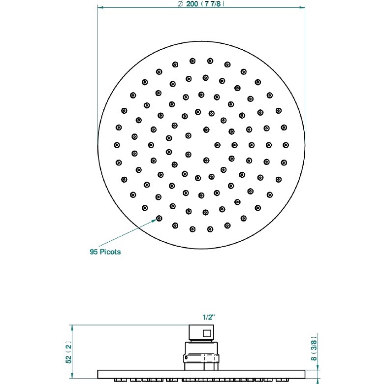 Верхний душ 20 см. THG Nihal Porcelaine Ivoire G00-F30-281EP (золотой)