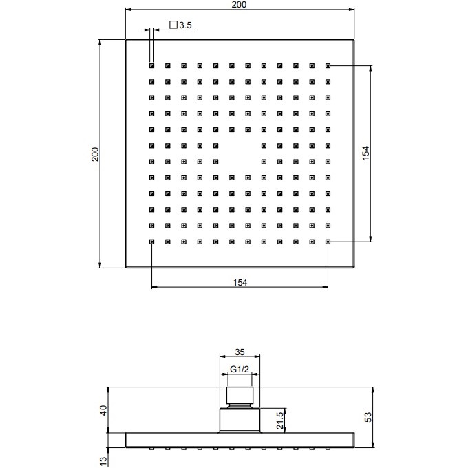 Верхний душ 20х20см Fima Carlo Frattini F2445/2CR (хром)
