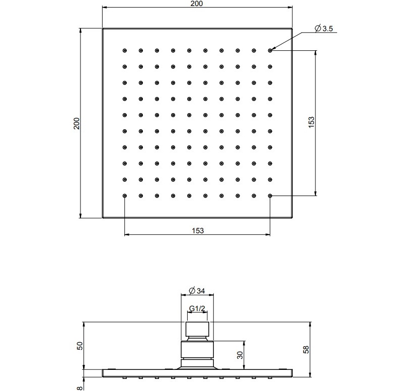 Верхний душ 20х20см Fima Carlo Frattini Soffioni F2620/2CR (хром)