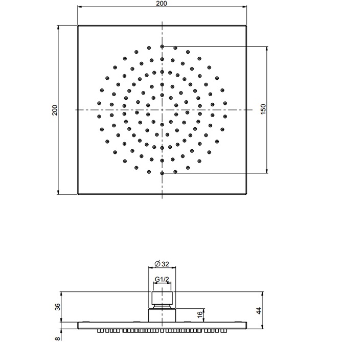 Верхний душ 20см Fima Carlo Frattini Spillo Steel F2949/2INOX (нержавеющая сталь)