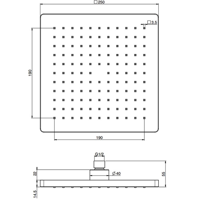 Верхний душ 25х25см Fima Carlo Frattini Soffioni F2987/2CR (хром)