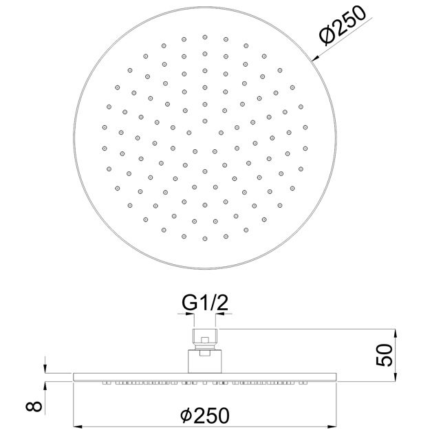 Верхний душ 25x25см., Whitecross Серия Y Y1301GL (золотой PVD)