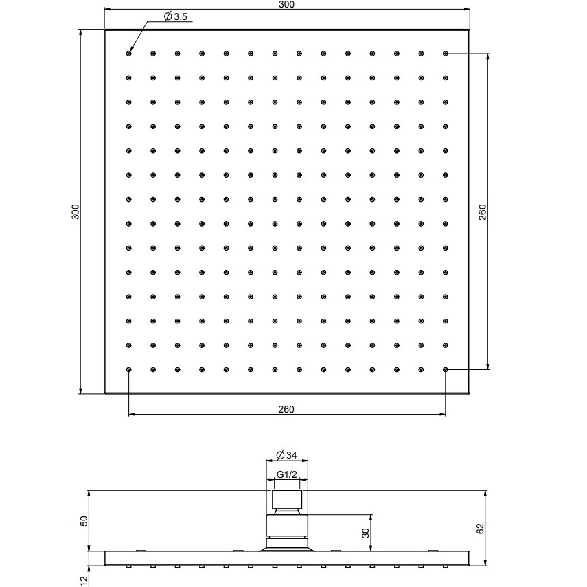 Верхний душ 30х30см Fima Carlo Frattini Soffioni F2216/2SN (никель брашированный)
