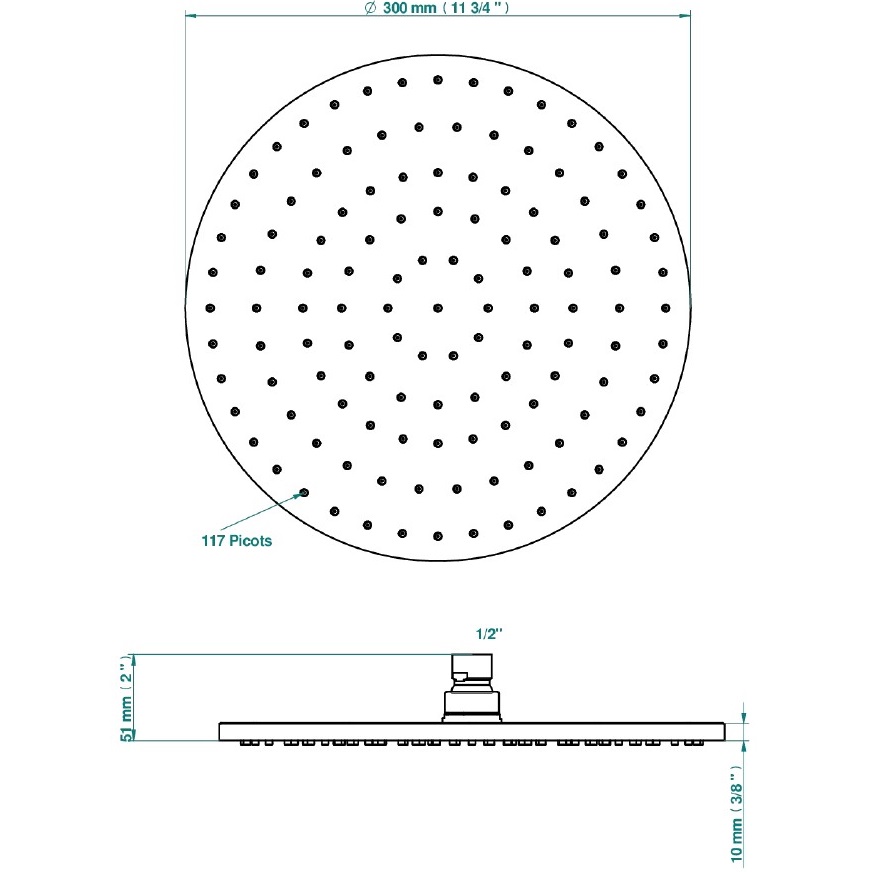Верхний душ 30 см. THG G00-F31-280EP (золотой матовый)