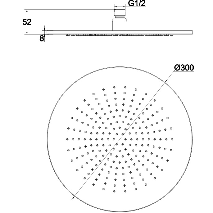 Верхний душ 30x30см., Whitecross Серия Y Y1300CPB (медь брашированная PVD)