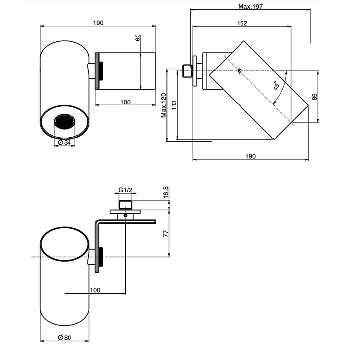 Верхний душ настенный 8см Fima Carlo Frattini Soffioni F5916CR (хром)