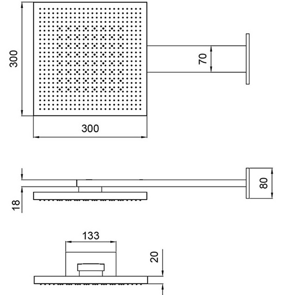 Верхний душ настенный Almar Emotion Velvet E044277.MS 30х30 (хром)