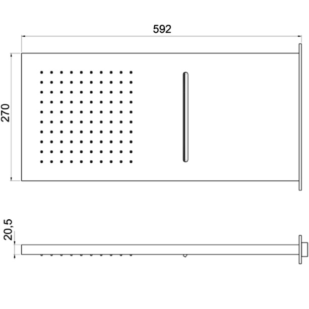 Верхний душ настенный Almar Slim Square E044193.BS 59.2х27 (нержавеющая сталь брашированная)