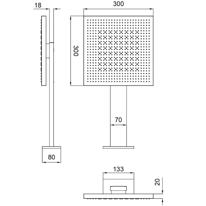 Верхний душ настенный Almar Velvet Dual Flow E044277.CO 30х30 (медь)