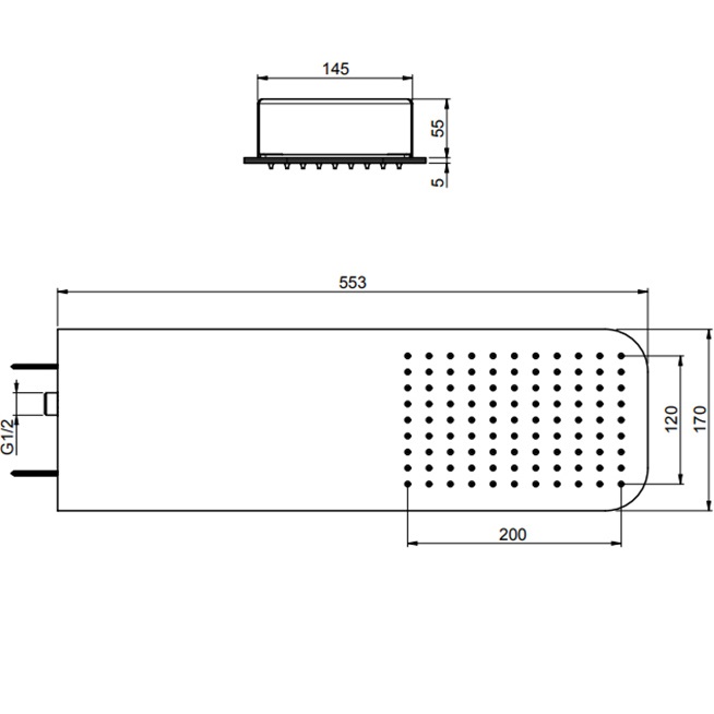 Верхний душ настенный 20x20см.  Fima Carlo Frattini Wellness F2628CR (хром)