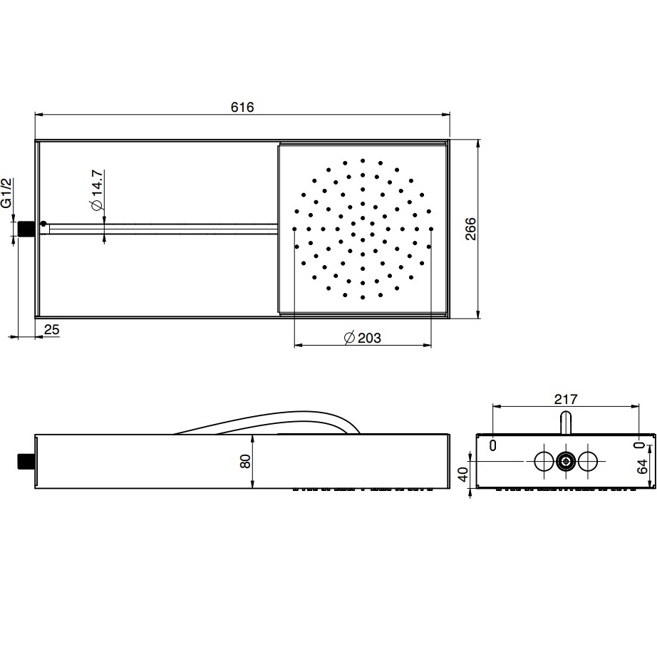 Верхний душ настенный 26.6x26.6см. Fima Carlo Frattini Wellness F2991BCR (хром, белый матовый)