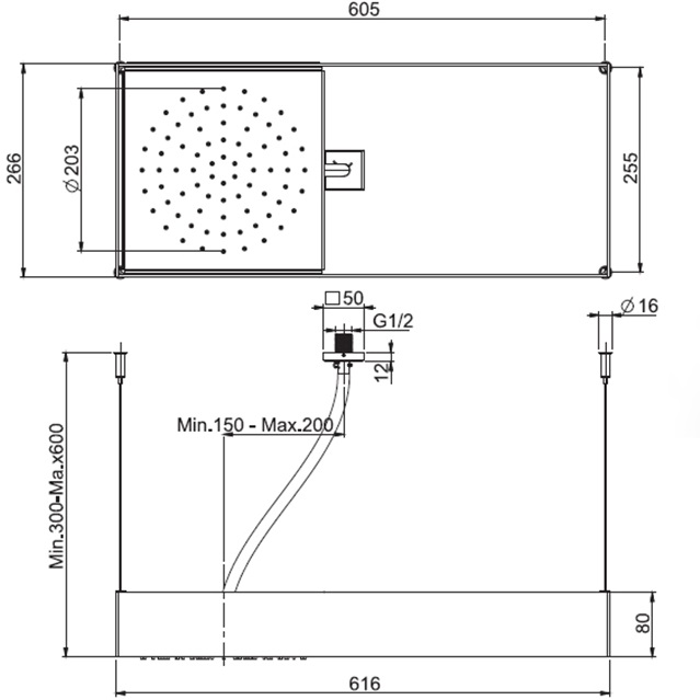 Верхний душ настенный Fima 25.5x25.5 Carlo Frattini Wellness F2993SCR (нержавеющая сталь)