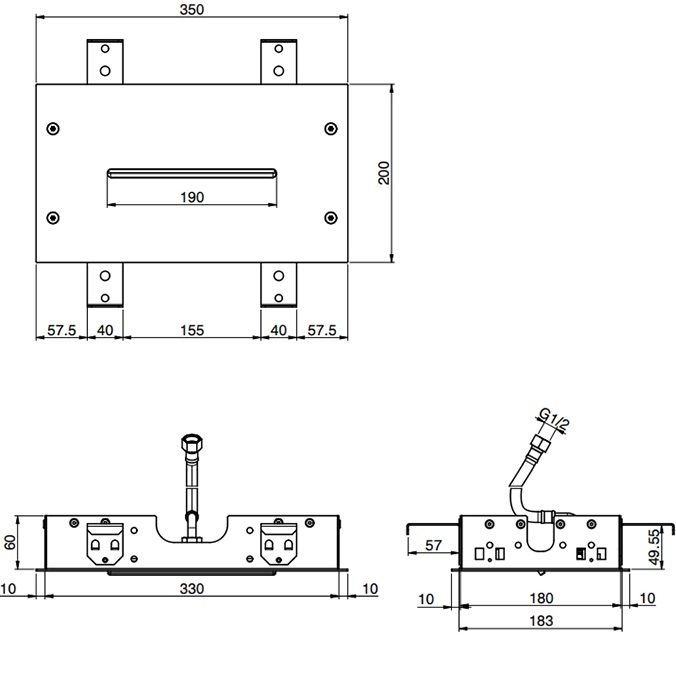 Верхний душ потолочный встраиваемый 35х20см Fima Carlo Frattini Soffioni F2810NS (черный матовый)